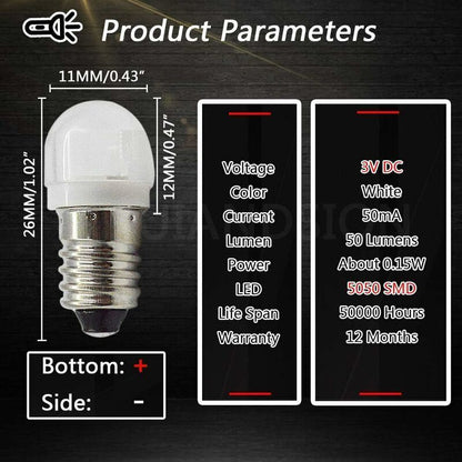 4 pcs 3V 0.2W E10 LED Bulb 5050 1Smd White 3000K LED Replacement Bulb Upgrade For Headlights Flashlights Torch Lights - Image 4