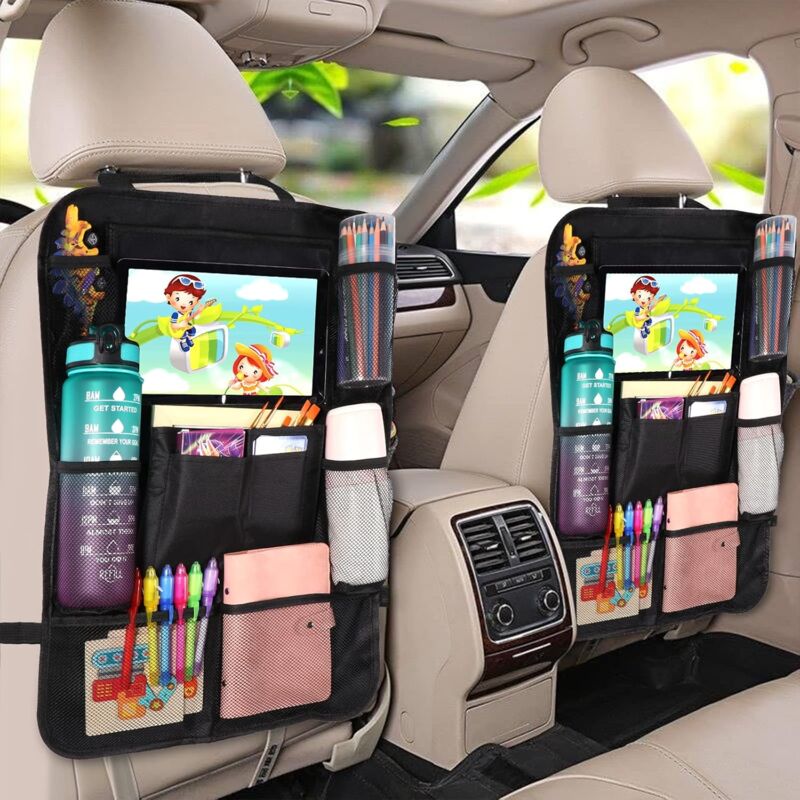 Car Organizer For Kids, Storage With 10 Pockets, Seat Protector For 9.7'' & 10.5'' Ipad Tablet, Organizer For Bottles - Image 3