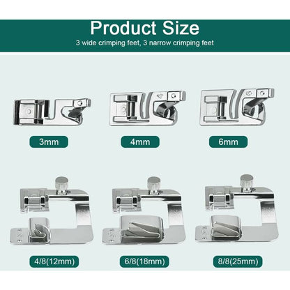 6 pcs Sewing Machine Presser Foot Hemmer Foot Sewing 4/8 6/8/8In ROlled Hem Foot 3/4/6Mm Foot - Image 2