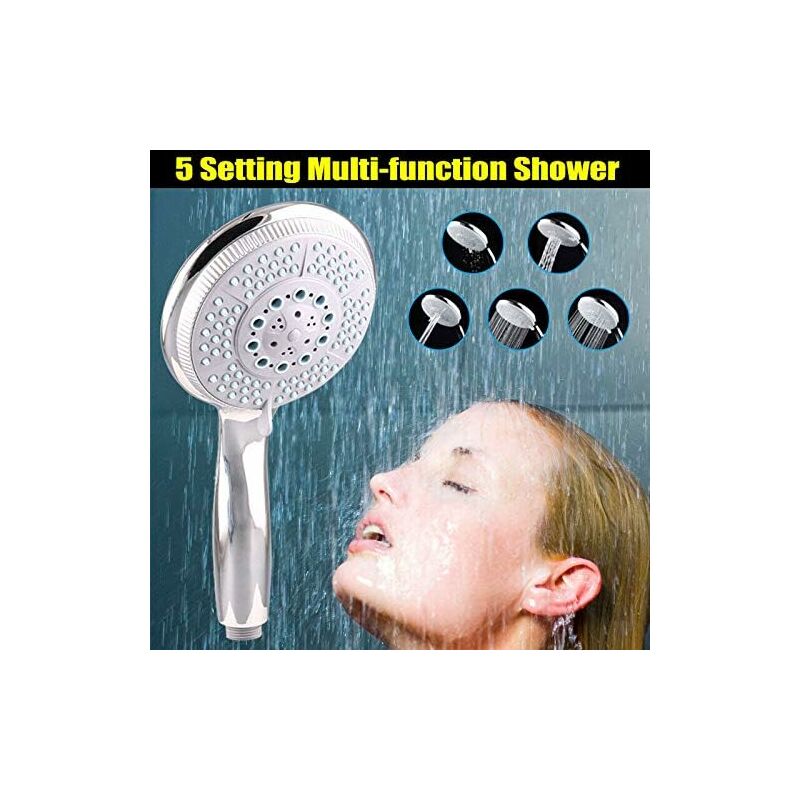 High Pressure Shower Head With 5 Adjustable Powerful Spray Modes, Universal Replacement Shower Head For Bathtub, 1/2" - Image 3