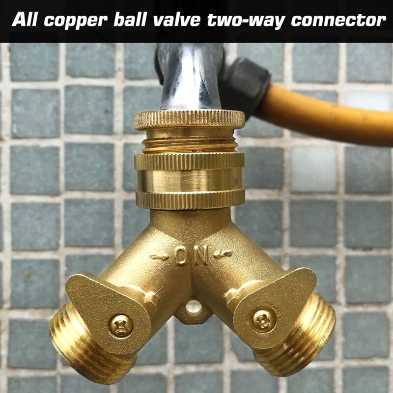 2-Way Y-Distributor With 3/4" Brass Quick Connect For Irrigation Tool Connection - Image 3
