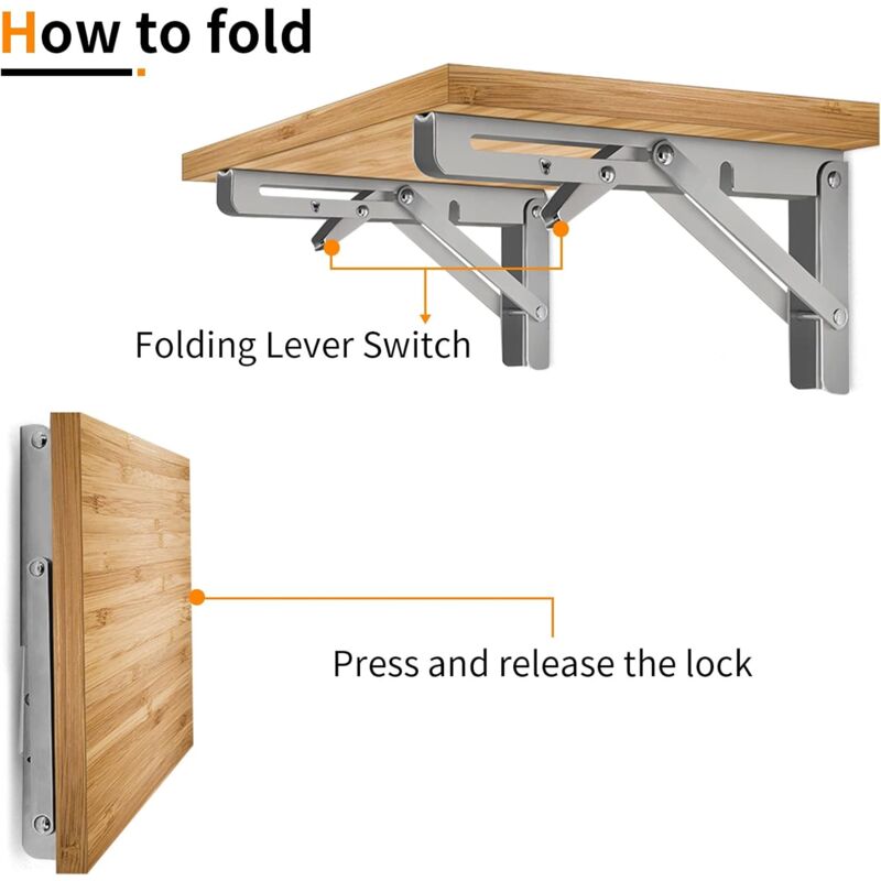 400Mm Folding Wall Shelf, 304 Stainless Steel Folding Bracket For Workbench, Folding Bracket Support, Wall Shelf - Image 2