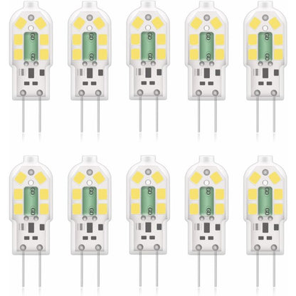 G4 2W LED Bulb, 20W Halogen Bulbs Equivalent, Cool White 6000K, 200Lm, 12X Smd, 12V Ac/Dc - Pack Of 10 [Energy Class A+]