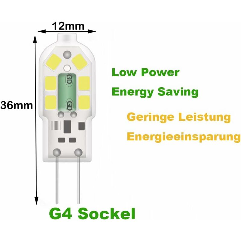 G4 2W LED Bulb, 20W Halogen Bulbs Equivalent, Cool White 6000K, 200Lm, 12X Smd, 12V Ac/Dc - Pack Of 10 [Energy Class A+] - Image 2