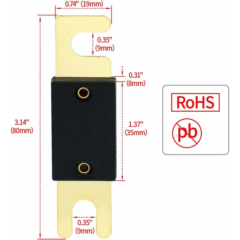 2 Pack Anl Fuse - 80A - For Car Audio System - Black And Gold - Image 3