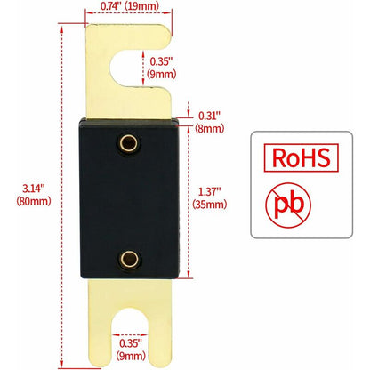 2 Pack Anl Fuse - 80A - For Car Audio System - Black And Gold - Image 3