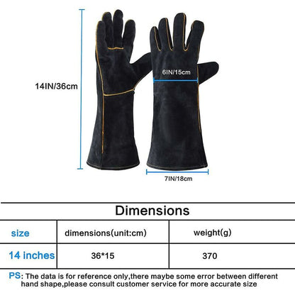 Leather Welding Gloves 932°F High Temperature Work Gloves For Welding Bbq Kitchen Baking Oven Gardening - Image 3
