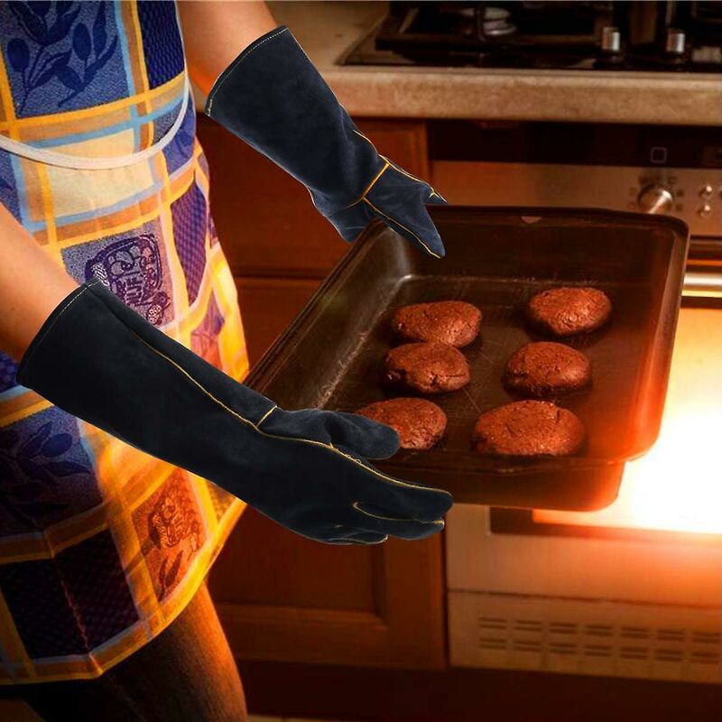 Leather Welding Gloves 932°F High Temperature Work Gloves For Welding Bbq Kitchen Baking Oven Gardening - Image 4