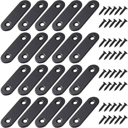 Straight Flat Corner Brace Metal Straight Brackets With Screws For Wood Furniture Cupboard Repair Support 50 16Mm Black