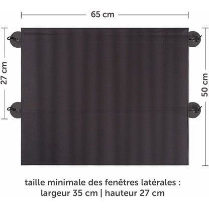 Baby Car Sun Shade 65 X 50 Cm - Car Curtain With Suction Cup - Uv Protection - Ideal For Large Side Windows - Grey (X 2 - Image 2
