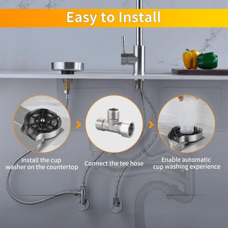 Glass Rinser, Stainless Steel Glass Rinser, Glass Rinser For Kitchen Sink, Glass Rinser For Kitchen Sink Bar Cup - Image 4