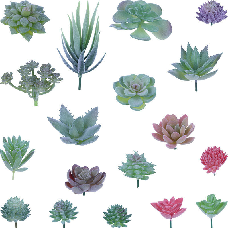 18 pcs Artificial Succulent Plants Flocking Potless Mini Fake Succulent Plants For Lotus Landscape Decorative Garden - Image 2