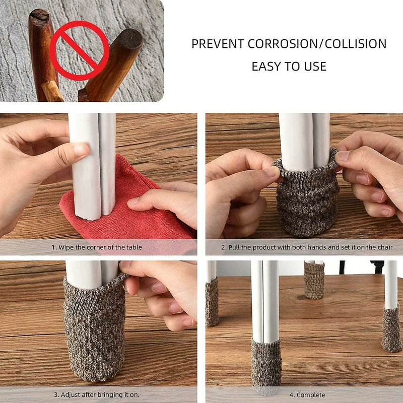 16 pcs Non-Slip Chair Leg Socks, Chair Leg Caps, Knitted Chair Leg Protectors For Floor Scratches And Reduce Noise - Image 3