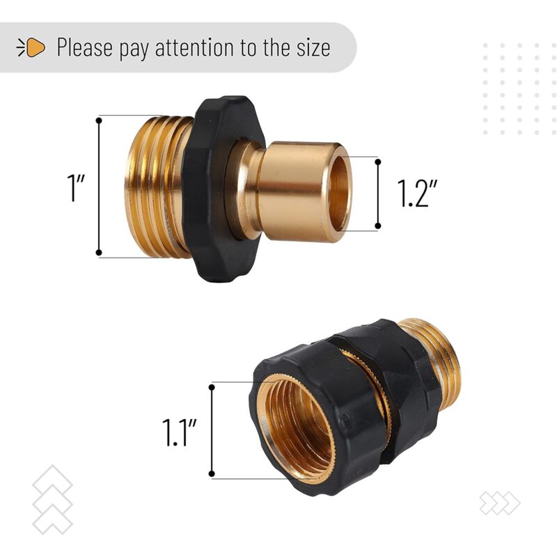 Garden Hose Quick Connectors, 3/4 Inch, 2 Sets (2 Female + 2 Male) Quick Connect Water Hose Connectors, Hose Fittings, - Image 3