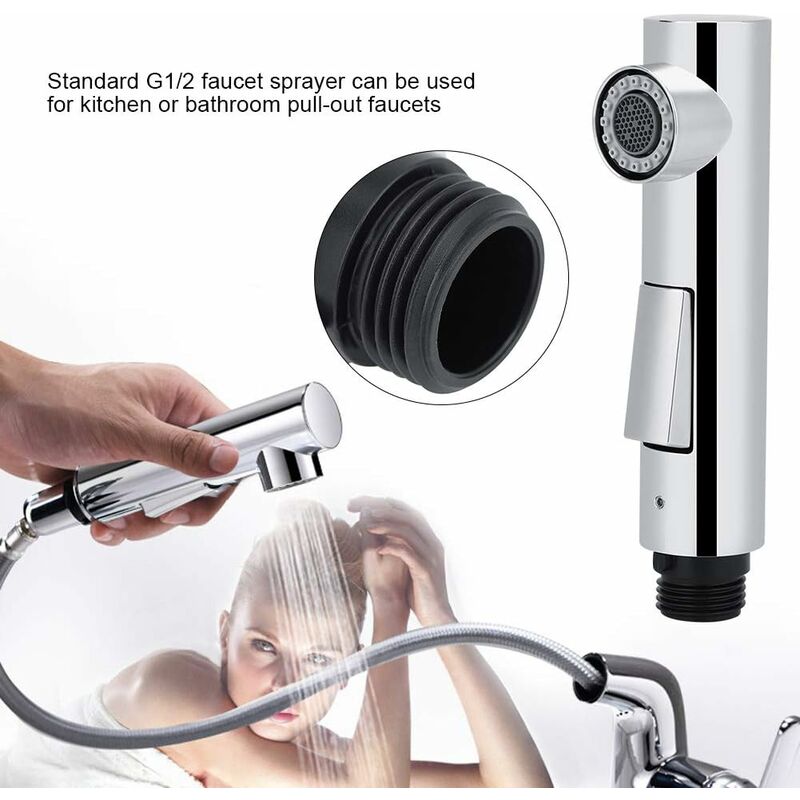 Pull-Out Sprayer Faucet Replacement Accessory 2 Spray Settings For Kitchen Sink - Image 3