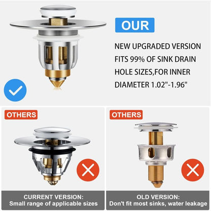Pop-Up Sink Plug, Universal Pop Up Sink Plug With Anti-Clogging Filter, Anti-Odor Hair Filter For 26-42Mm Holes - Image 2