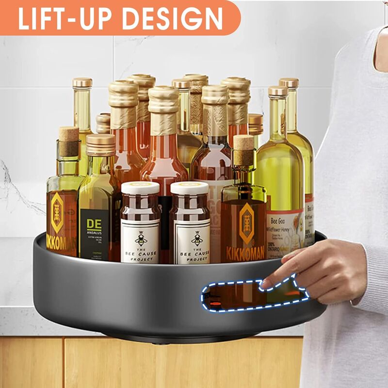 Turntable,Metal Steel ROtating Shelf Lazy Susan Kitchen Cupboard For Kitchen Storage,Cupboard Storage,25.4Cm,Black - Image 3