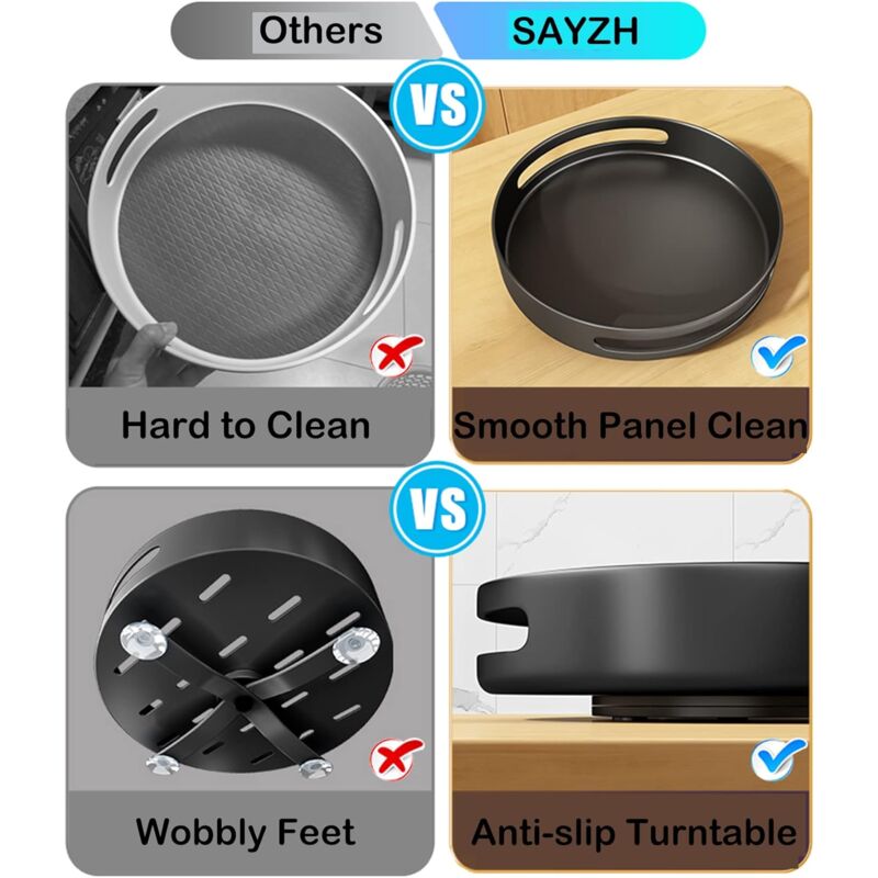 Turntable,Metal Steel ROtating Shelf Lazy Susan Kitchen Cupboard For Kitchen Storage,Cupboard Storage,25.4Cm,Black - Image 4