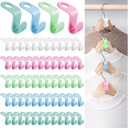 64 Pieces Hanger Hooks Plastic Hanger Connector Closet Hanger Connection Hook Perfect For Space Saving (Multi-Color) - Image 2