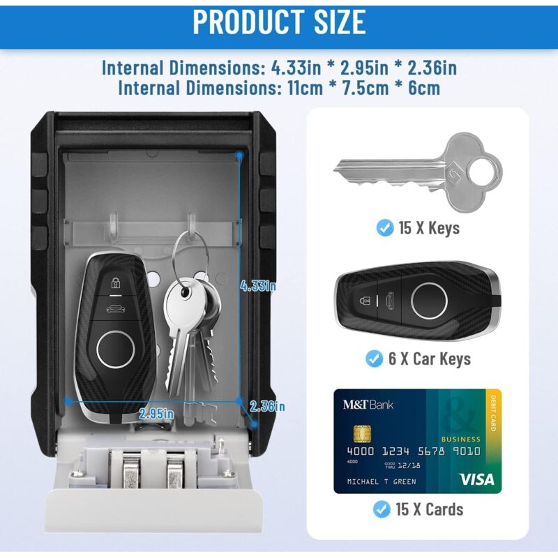 Waterproof Outdoor Security Key Box Key Box Wall Mounted Key Box Large Key Box For Keys, Cards Home Schools Offices - Image 4