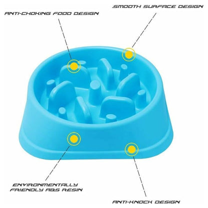 Slow Feeder Dog Bowl, Interactive Slow Feeder For Pets, Durable Square Non-Slip Pet Drinking Water Bowl Blue - Image 2