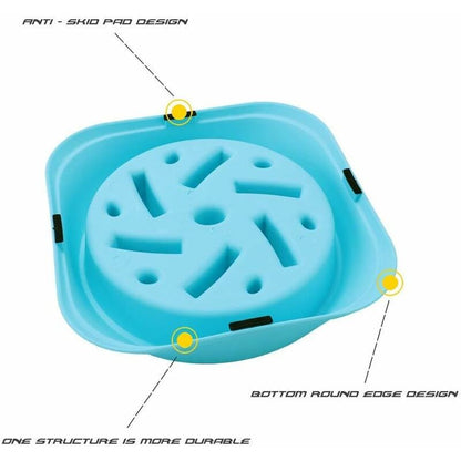Slow Feeder Dog Bowl, Interactive Slow Feeder For Pets, Durable Square Non-Slip Pet Drinking Water Bowl Blue - Image 3