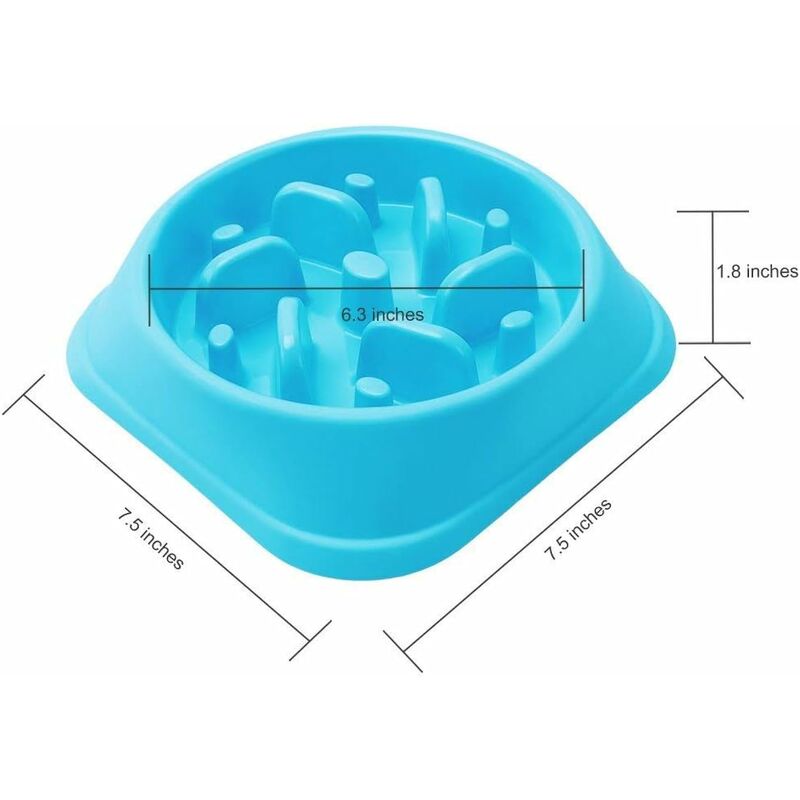 Slow Feeder Dog Bowl, Interactive Slow Feeder For Pets, Durable Square Non-Slip Pet Drinking Water Bowl Blue - Image 4