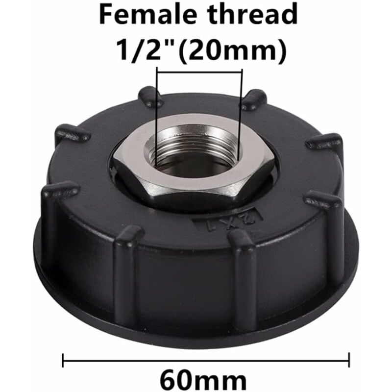 Ibc S60X6 Water Tank Adapter Coarse Thread With Hose Connector Stainless Steel Valve Spout Fittings (1/2" Internal - Image 2