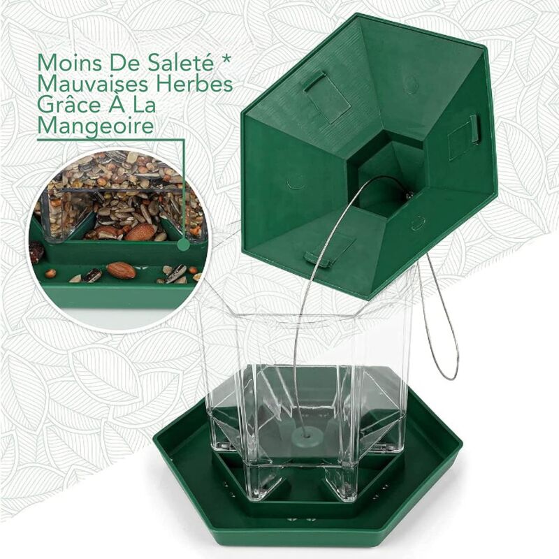 Hanging Outdoor Bird Feeder - Large Capacity Hexagonal Bird Feeder, Waterproof - Outdoor Bird Feeder With Seed - Image 4
