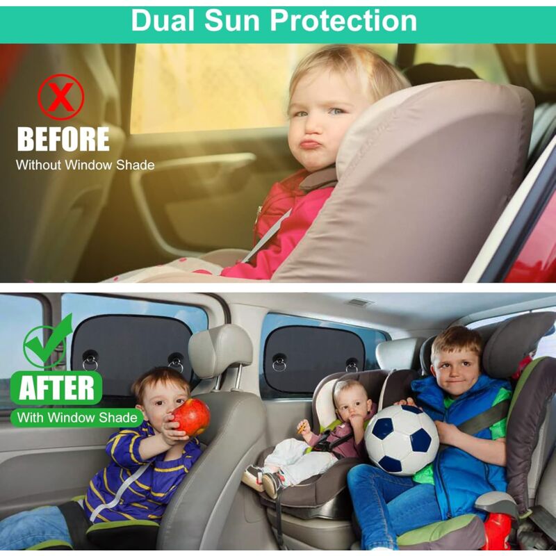 Baby Car Sun Shade, Car Window Sun Shade For Kids, Car Sun Protection Net, Uv/Heat Protection, Storage Bag Included, 50 - Image 3
