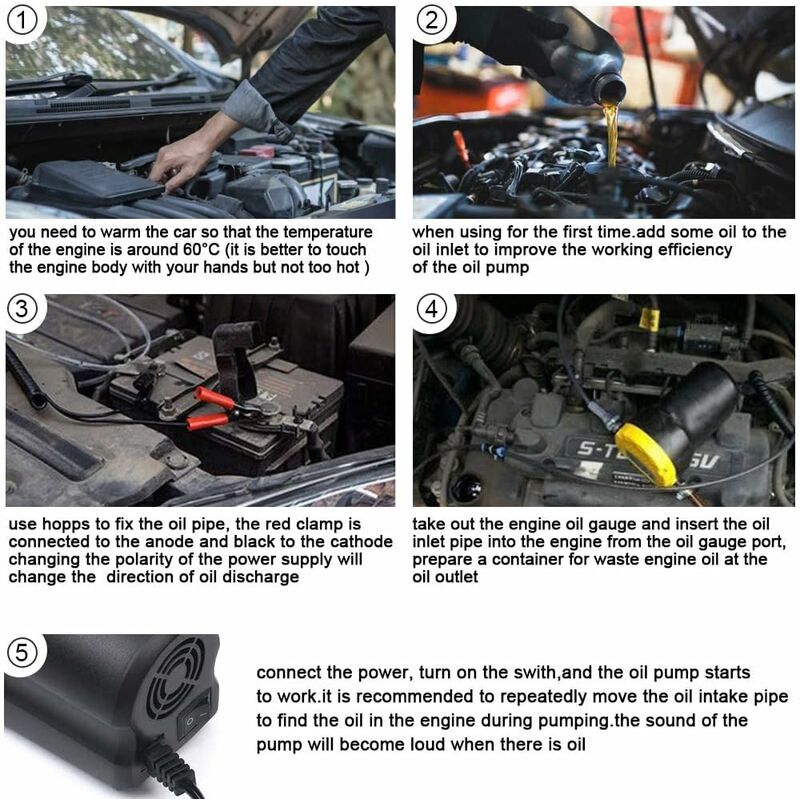 Diesel Oil Pump, Electric Oil Change Pump Diesel Oil Extractor Suction 12V 60W For Car Fluid Extractor Diesel Change, - Image 4