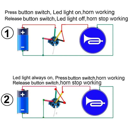 12V-24V/5A 16Mm Pre-Wired Momentary Horn Push Button Switch Waterproof Metal Button With Red LED - Image 4