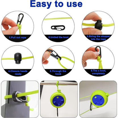 Clothesline Set, 10M Portable Anti-Winding Stretchable Clothes Line For Drying Rack Bathroom Outdoor Camping Outdoor - Image 3