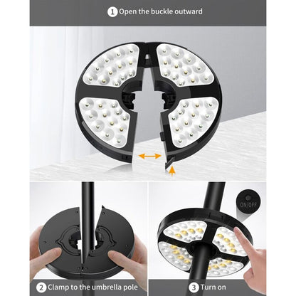 48 LED Rechargeable Umbrella Light, With 3 Lighting Modes 72 Hours Adjustable Cordless Light For Garden Patio Umbrella - Image 3