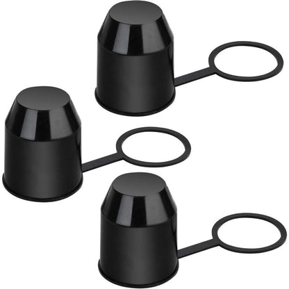 3 pcs Set Protective Caps For Trailer Hitch. Plastic - With Safety Ring - Weatherproof And Car Wash Resistant.