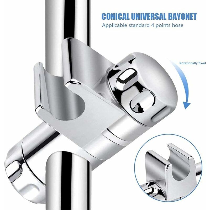 Replaceable Handheld Shower Holder, Shower Head Holder, Adjustable Bathroom Shower Clamp Fit 25Mm Shower Bar, 19-22Mm - Image 4