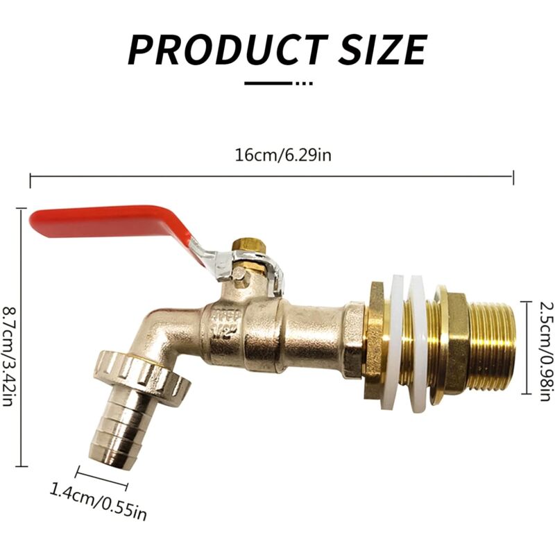1000L Tank Faucet, Rainwater Harvesting Faucet Tank Adapter 1/2" (13Mm) Faucet, Ibc Drain Tank Adapter For Faucet, - Image 2
