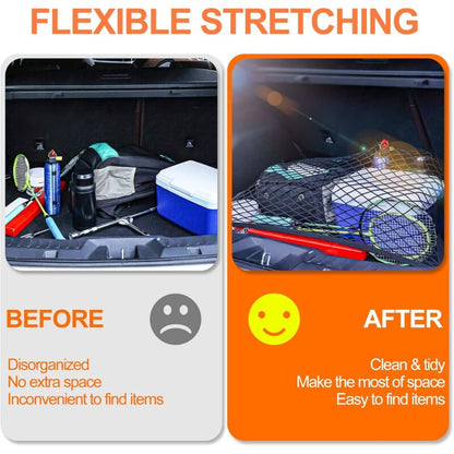 Car Trunk Storage Net Size 8060Cm Luggage Storage Net Storage Net With 6 Carabiners 4 Hooks Elastic Reinforcement - Image 3