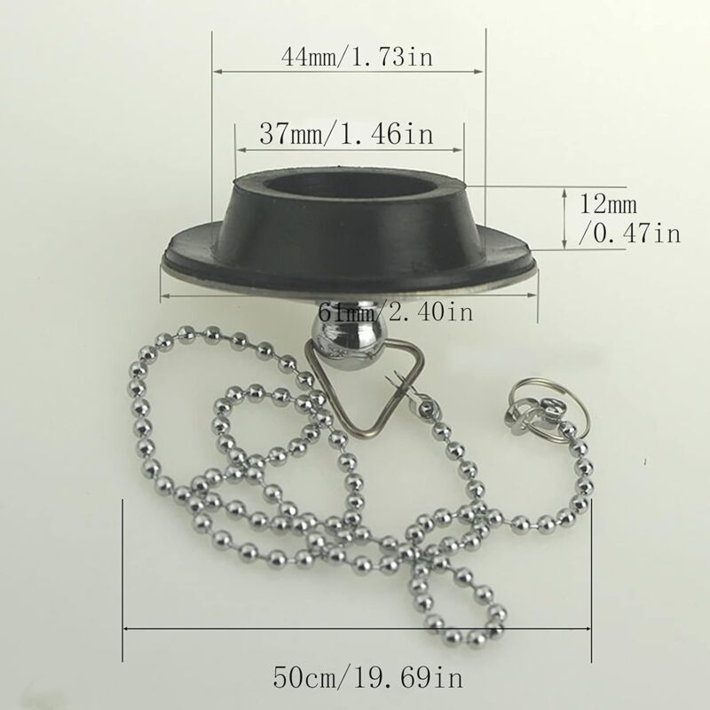 Sink Plug With Chain Rustproof Bathtub Stopper Drain Plug With Rubber Ring Bathtub Drain Cover Plug For Sink Bathtub - Image 3