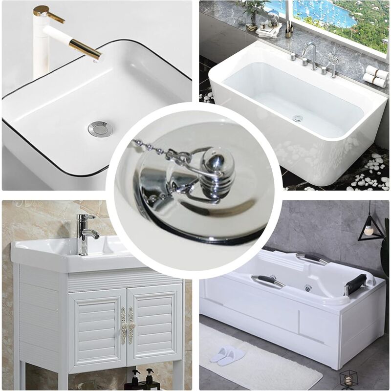 Sink Plug With Chain Rustproof Bathtub Stopper Drain Plug With Rubber Ring Bathtub Drain Cover Plug For Sink Bathtub - Image 4