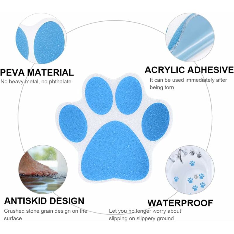 15 pcs Non-Slip Bathtub Stickers Kids Adult Shower Anti-Slip Stickers Dog Paw Waterproof Non-Slip Pads For Bathtub, - Image 3