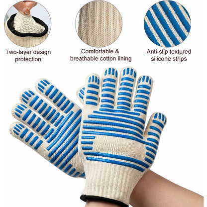 Bbq Gloves, 350°C Heat Resistant Double Oven Gloves, Non-Slip Silicone Bbq Gloves For Cooking Welding, Grilling, - Image 3