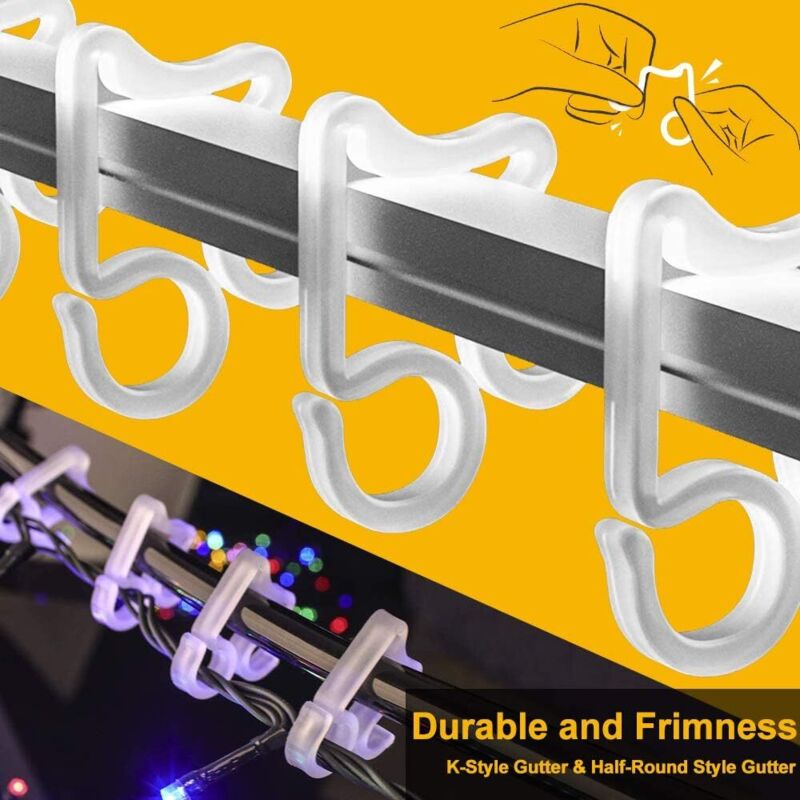 100 pcs Christmas Light Hooks, Outdoor ROof Gutter Hooks, Plastic Christmas Light Clips For Decorative Lights Gutter - Image 2