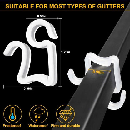100 pcs Christmas Light Hooks, Outdoor ROof Gutter Hooks, Plastic Christmas Light Clips For Decorative Lights Gutter - Image 3