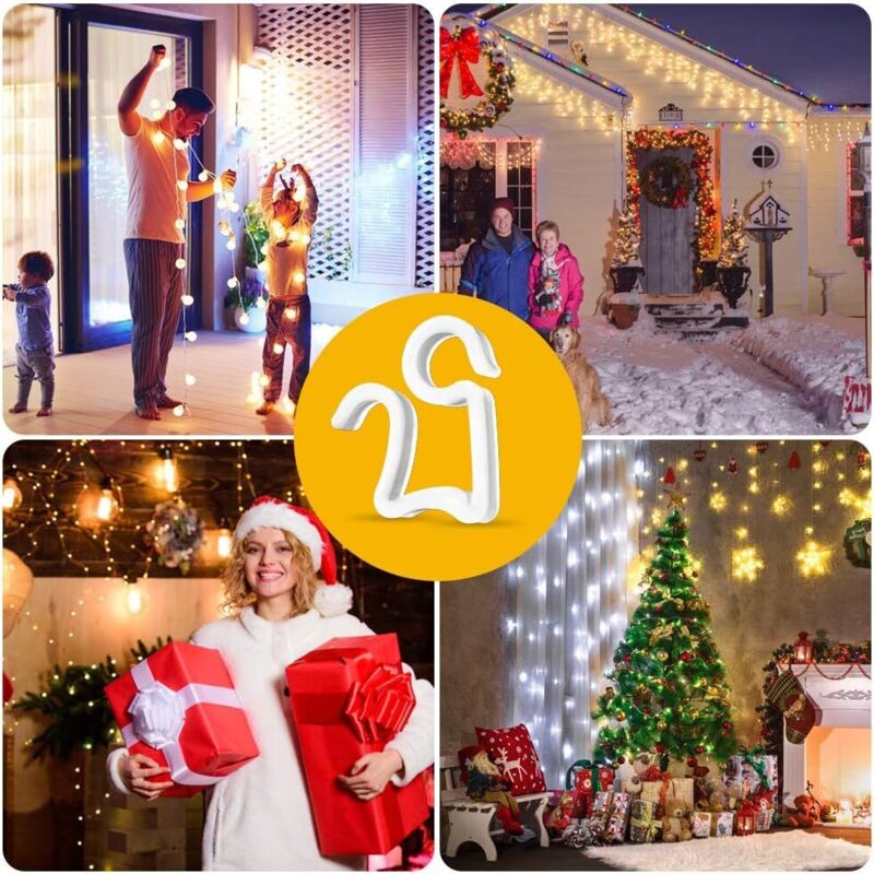 100 pcs Christmas Light Hooks, Outdoor ROof Gutter Hooks, Plastic Christmas Light Clips For Decorative Lights Gutter - Image 4