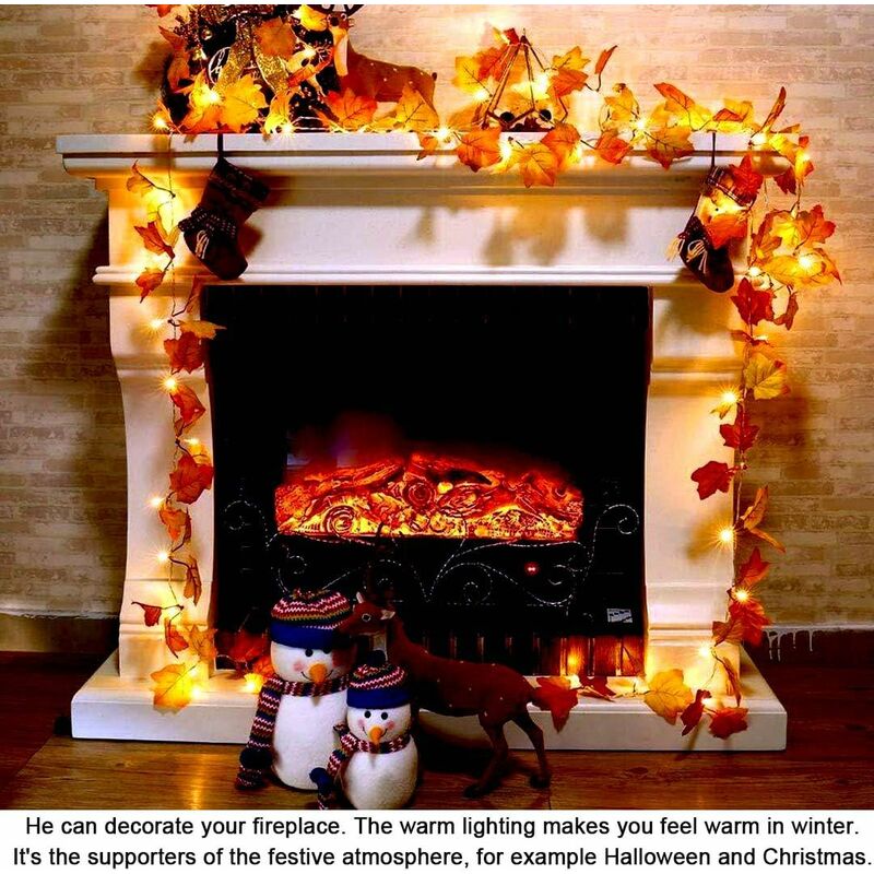 Fall Garland, Fall Decoration, 30 Light Strings, Fall Leaf Garland, Halloween Christmas Decoration, Thanksgiving - Image 2