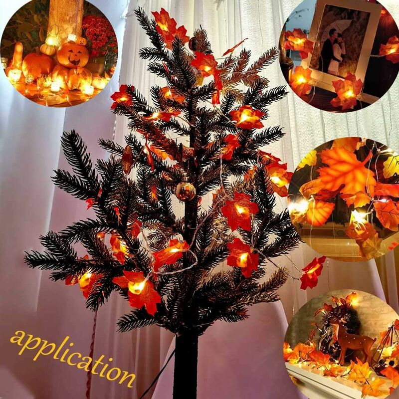 Fall Garland, Fall Decoration, 30 Light Strings, Fall Leaf Garland, Halloween Christmas Decoration, Thanksgiving - Image 3