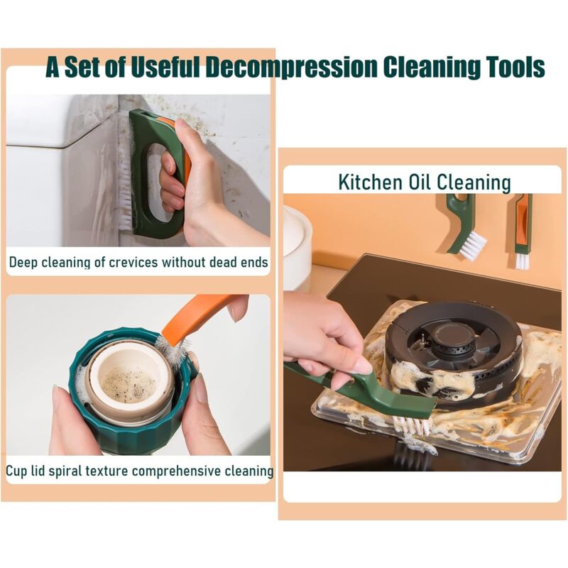 5 In 1 Grout Brush Set, Cleaning Brush For Bathroom And Kitchen, Scrub Tile Grouts, Nooks And Corners, Bottle Brush - Image 4