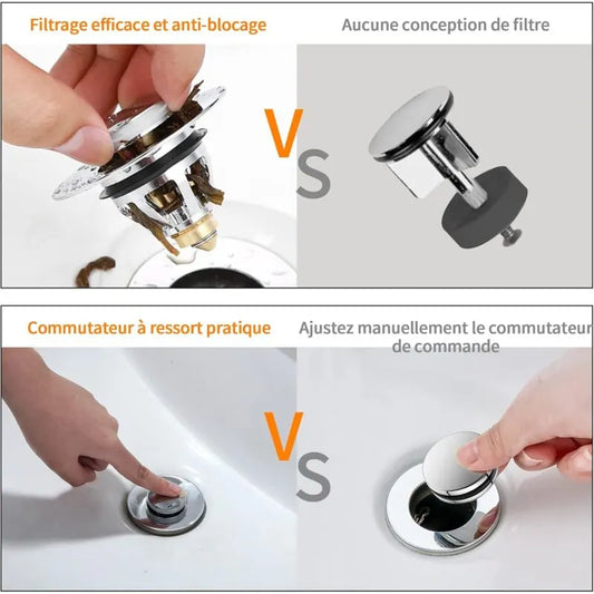Sink Plug, Universal Pop-Up Drain Stopper With Hair Filter Anti-Odor Anti-Blocked, Stainless Steel Kitchen Sink Bathtub - Image 4