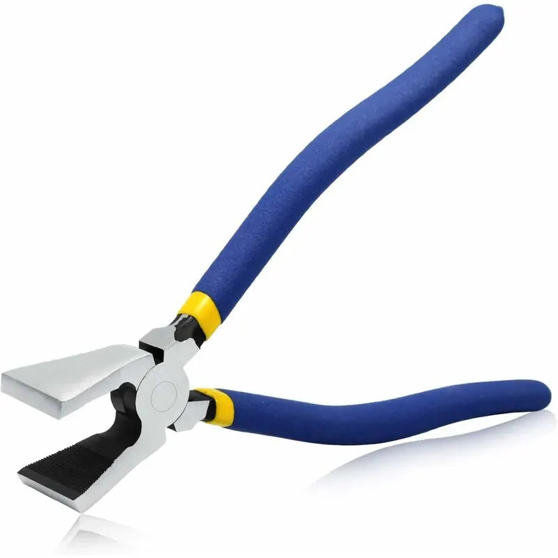 8" Flat Jaw Glass Pliers - Stained Glass Pliers - Durable Glass Breaking Tool - Heavy Duty Glass Pliers For Tile Work